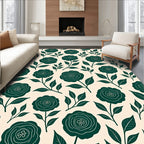 Deep Teal Blooming Rose Botanical Rug