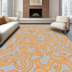 Orange Swirl Abstract Gray Rug
