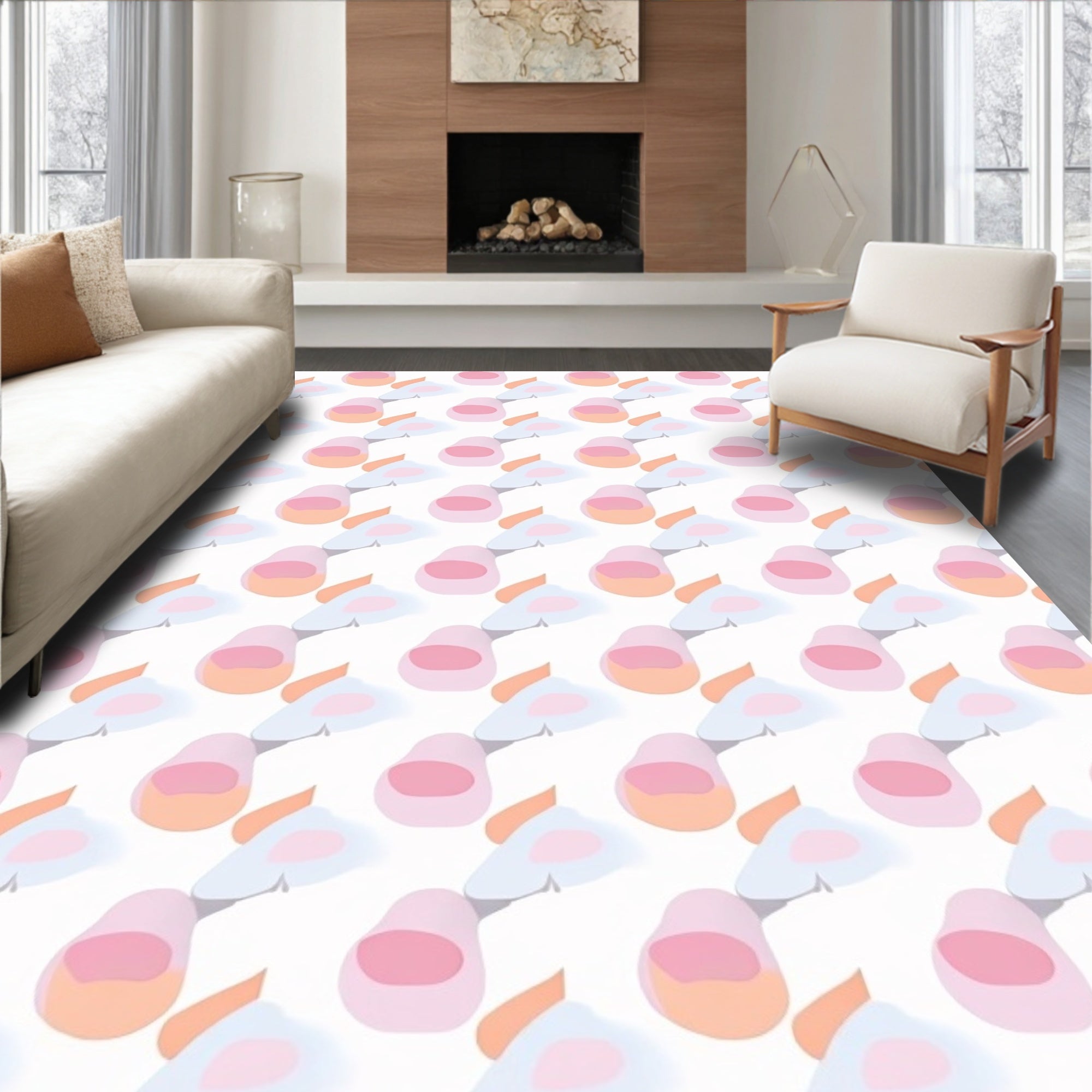 Soft Pastel Cloud Droplet Arrangement Rug