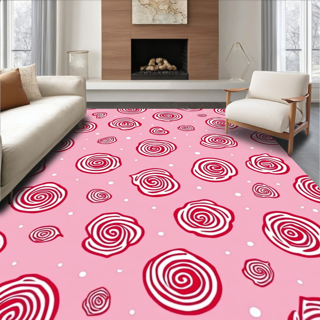 Pink Swirl Rose Garden Rug