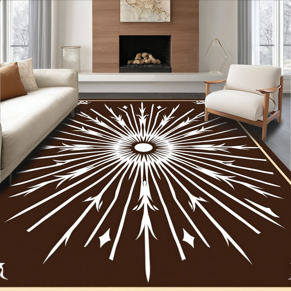 Brown Sunburst Central Medallion Art Rug