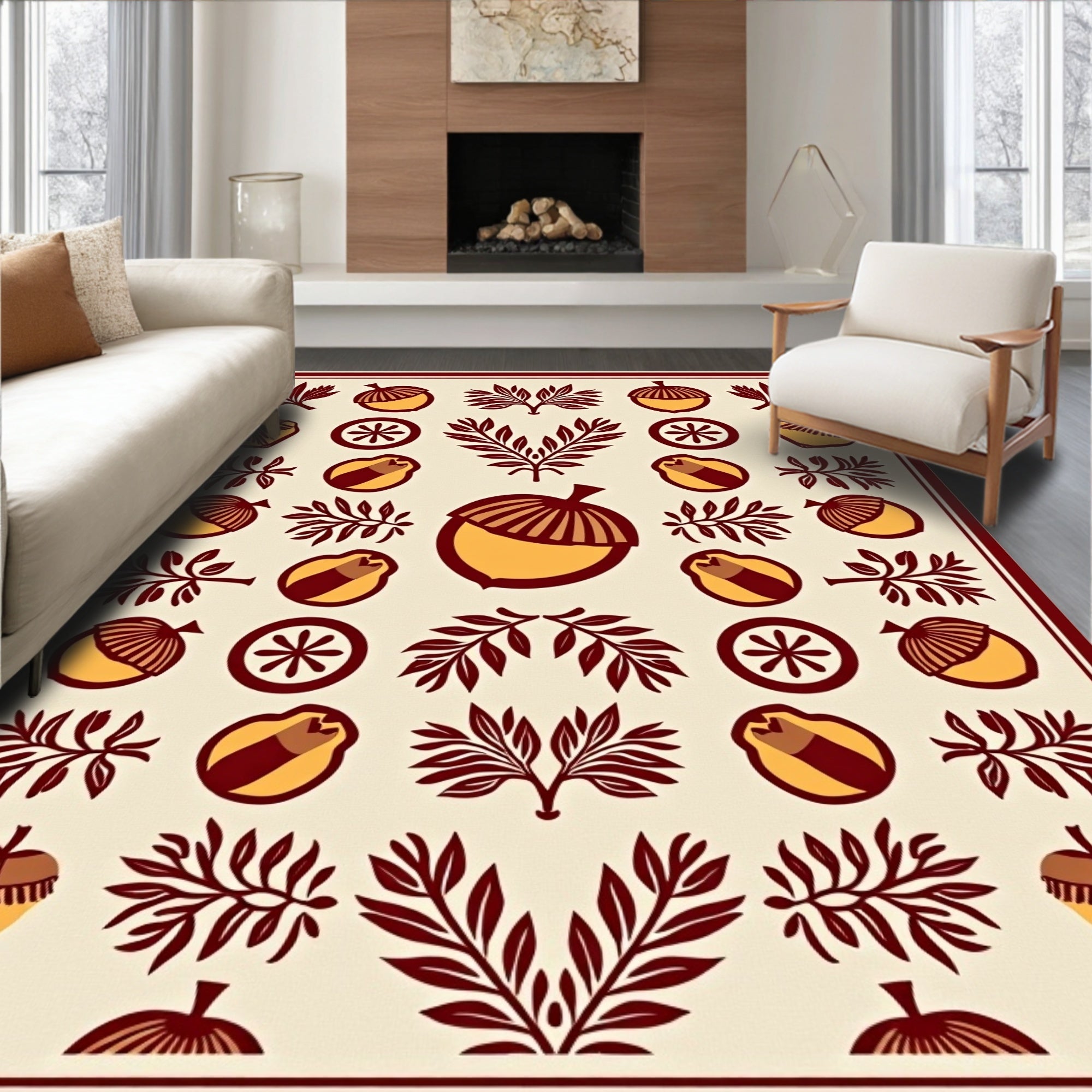 Autumn Acorn Leaf Meadow Rug