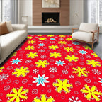 Red Yellow Snowflake Medley Rug
