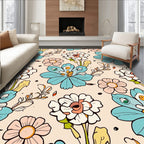 Pastel Daisy Floral Illustration Rug