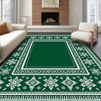 Emerald Snow Flake Medallion Border Rug