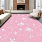 Pink Snowflake Swirl Cluster Rug