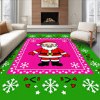 Vibrant Pink Festive Santa Snowflakes Rug