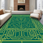 Emerald Green Geometric Circuit Rug