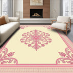 Pink Rococo Scrollwork Medallion Rug