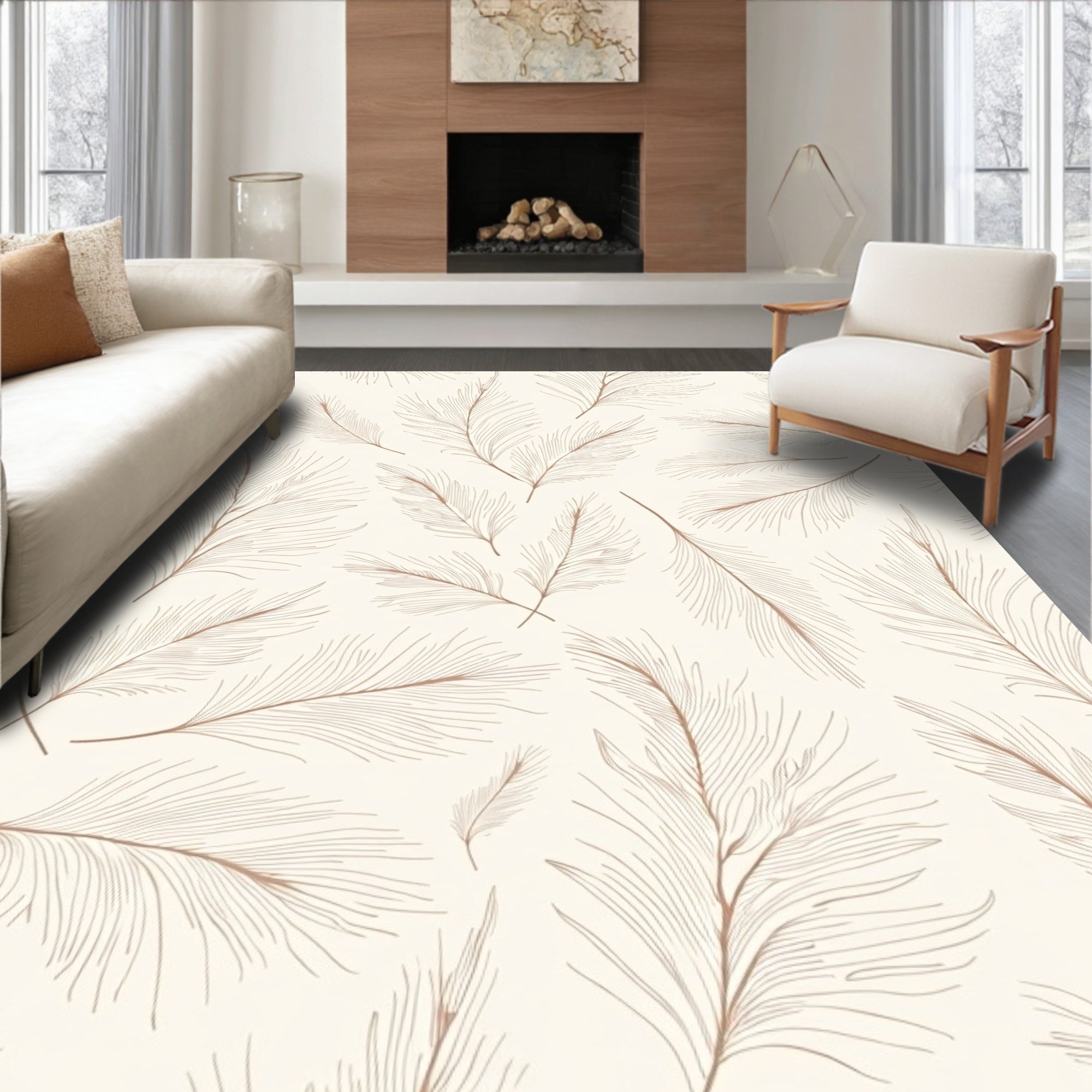 Earthy Tone Feather Scatter Rug