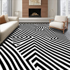 Black white geometric abstract lines Rug