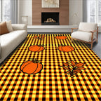 Harvest Orange Pumpkin Gingham Rug