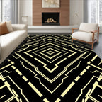 Black Yellow Art Deco Diamond Rug