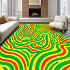 Vibrant Swirl Yellow Red Green Rug