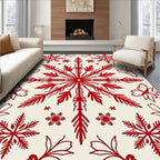 Crimson Snow Flurry Folk Art Rug