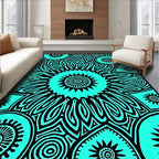 Bold Teal Radial Sunburst Medallion Rug