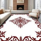 Deep Red Ornate Floral Medallion Rug