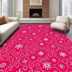 Crimson White Snowflake Swirls Rug