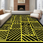 Bold Yellow Geometric Construction Icons Rug