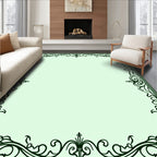 Ornate Green Swirl Border Rug