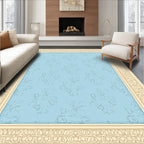 Pale Blue Floral Lace Medallion Rug