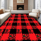 Crimson Black Abstract Plaid Rug