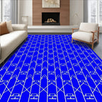 Vibrant Blue Bold Diamond Lattice Rug