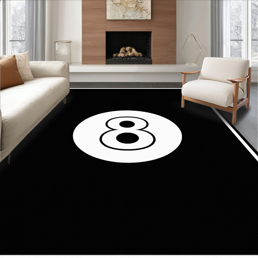 Bold Black White Eight Ball Rug