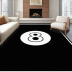 Bold Black White Eight Ball Rug