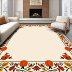 Harvest Pumpkin Fall Foliage Border Rug