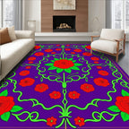 Vibrant Red Rose Swirl Garden Rug