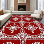 Rich Red Intricate Floral Lattice Rug