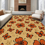 Orange Butterfly Garden Swirl Rug