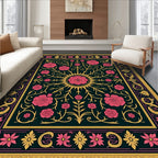 Vintage Pink Floral Sunburst Rug