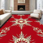 Crimson Ivory Starburst Floral Overlay Rug