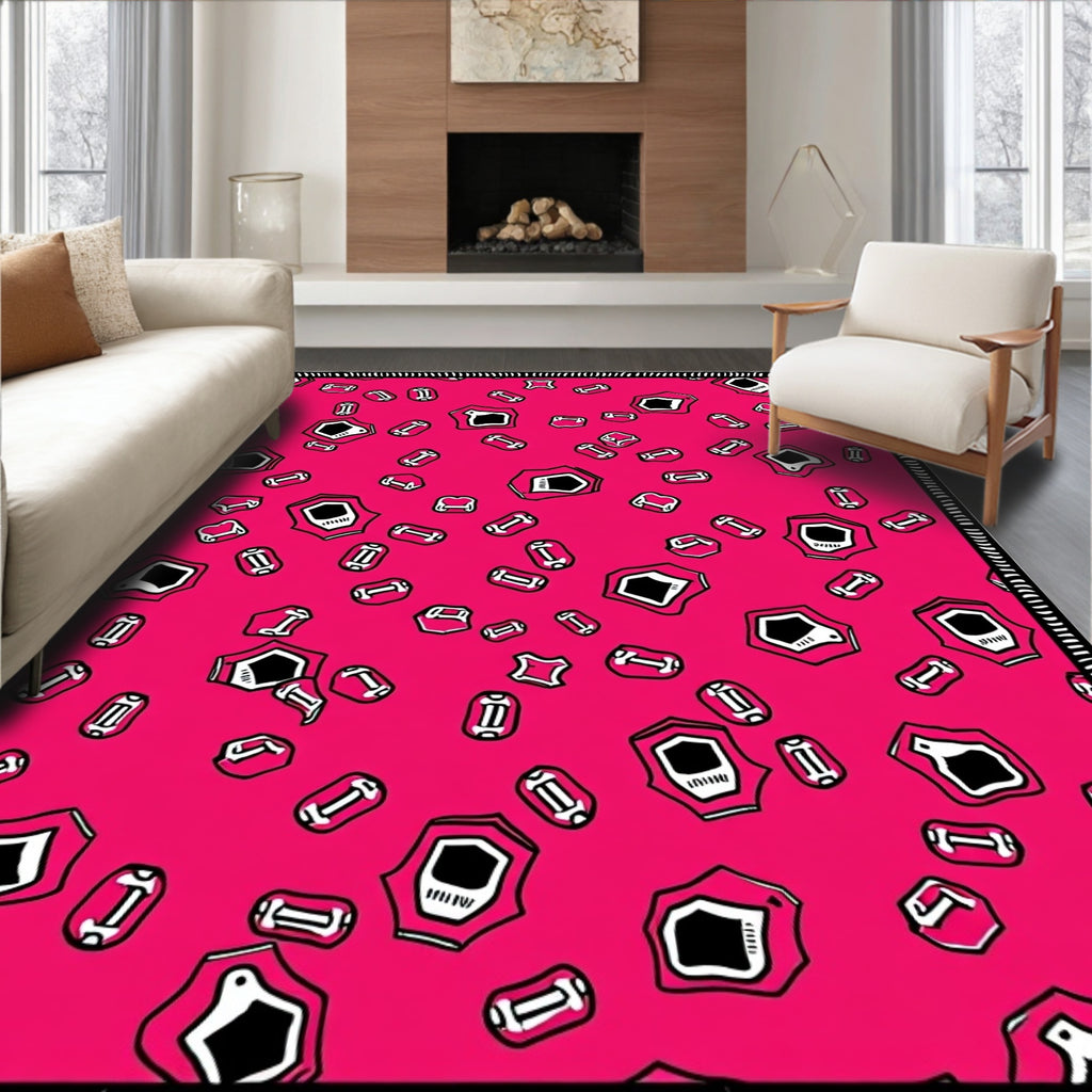 Pink Shield and Bar Scattered Rug