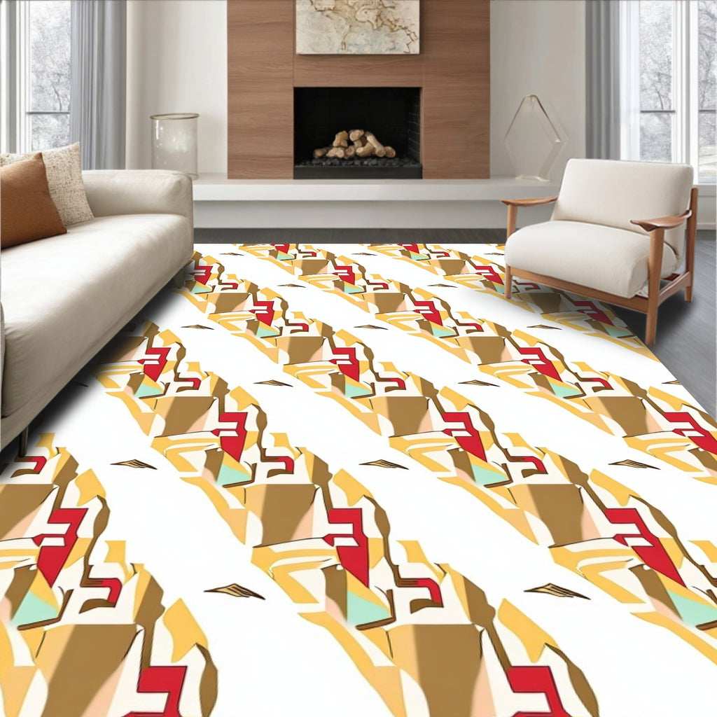Geometric Houndstooth Brick Red Rug