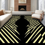 Yellow Black Diagonal Sharp Lines Rug