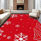 Crimson Snowflake Winter Forest Rug