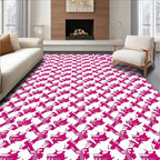 Crimson Geometric Houndstooth Interlocking Shapes Rug