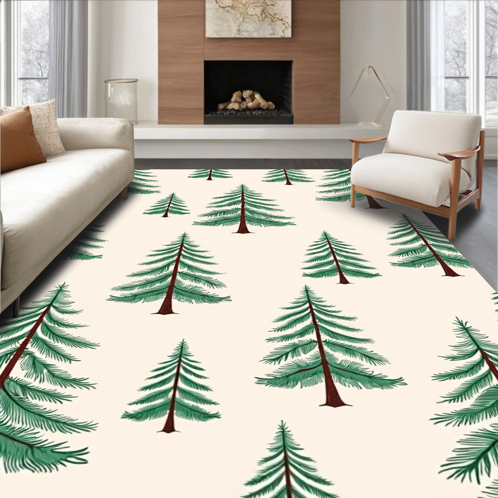 Earthy Pine Forest Repeating Pattern Rug