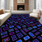 Neon Geometric Abstract Tablet Collage Rug