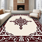 Rich Burgundy Ornamental Cross Rug