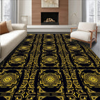 Golden Art Deco Geometric Square Rug