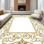 Golden Swirl Floral Filigree Border Rug