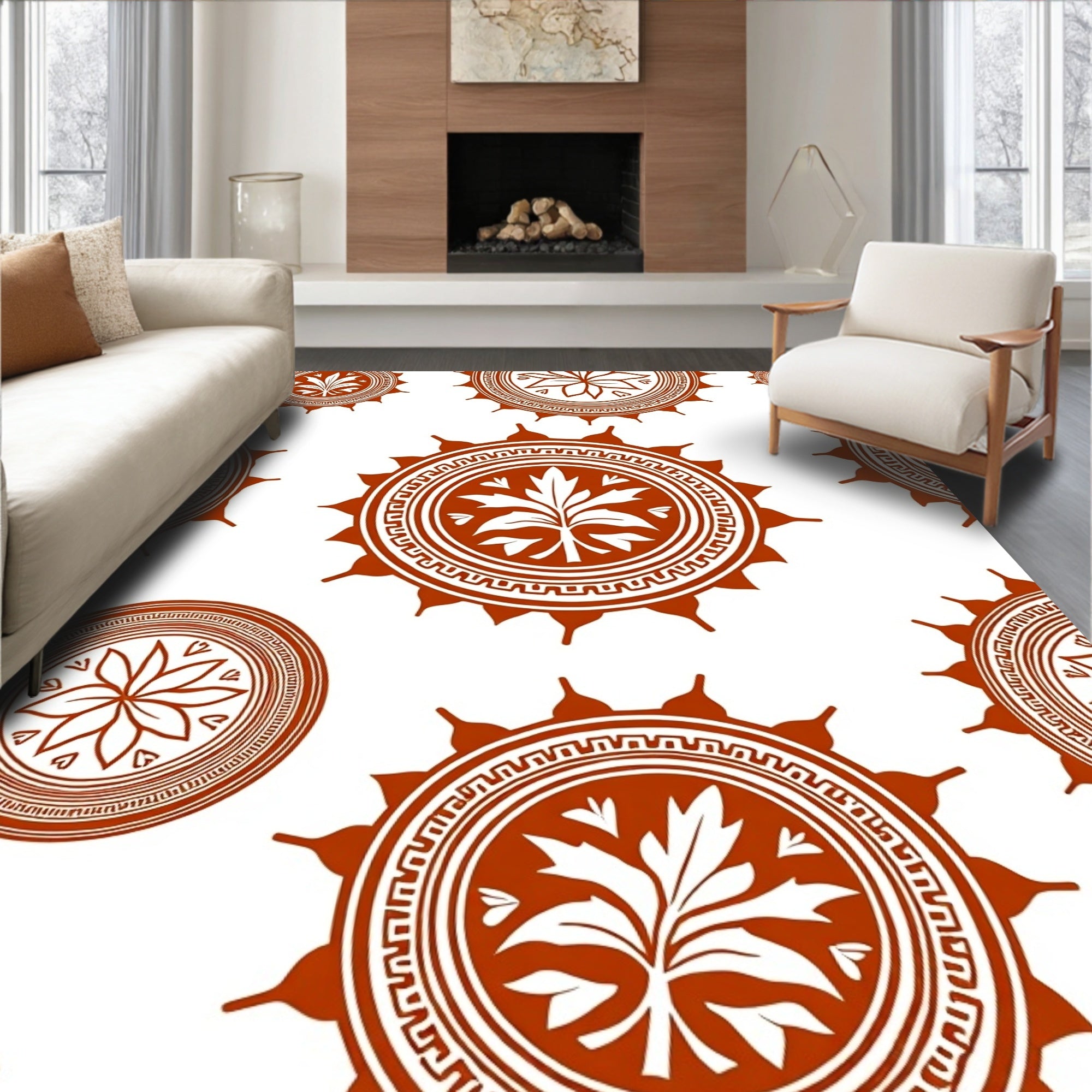 Terra Cotta Mandala Sunburst Rug