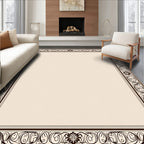 Elegant Chocolate Swirl Floral Border Rug
