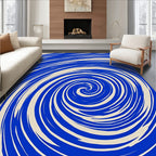 Bold Blue White Swirl Abstract Rug