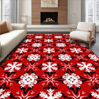 Crimson White Black Starburst Medallion Rug