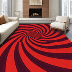 Vibrant Red Spiral Vortex Rug